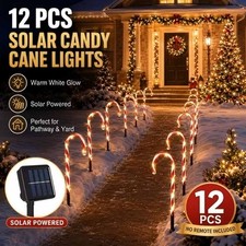Solar Christmas Candy Cane Lights Outdoor 12 Pack, Solar Powered LED Pathway