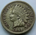 US 1862 Copper-Nickel Indian Head Cent  **