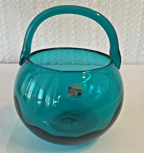 Blenko Handmade Art Glass Basket