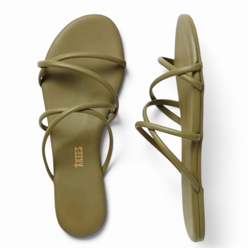 TKEES Sloane Strappy Sandals Size 6 USA 37 EURO Olive Green Leather 215122