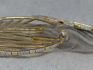 Authentic Ella Stein .14 Carat Natural Diamonds Gold Plated Sterling Silver Palm Tree Hoop