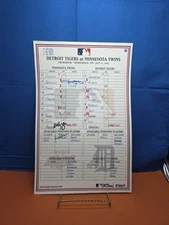  Minnesota Twins Vs Detroit Tigers Line Up Card Autographs MLB Metrodome MN.