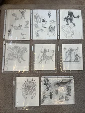 (8) Sheets Original Art Drawing - Tracing Paper by Tattoo Artist