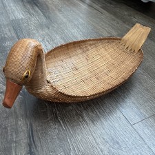 Vintage Duck Woven Rattan & Wicker Basket Wood Beak-Ben Franklin sticker