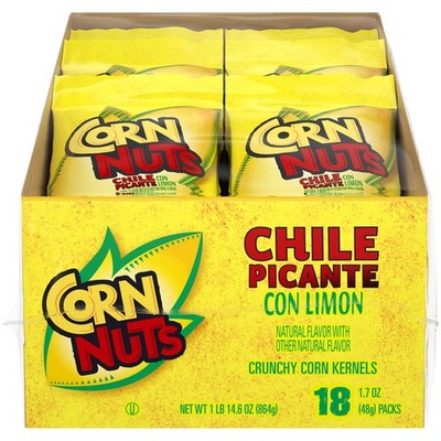 CORN NUTS Chile Picante con Limon Flavored Corn 1.7 oz (Pack of 18), Yellow