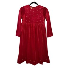 Vintage Laura Ashley Velvet Dress Girls 9 Years  Red Christmas Rosebud Classic