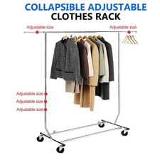 Clothing Garment Rolling Collapsible Rack Hanger Double Rail Heavy Duty