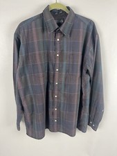 Vintage Members Only Shirt Mens XLT Multicolor Plaid Button Up Pockets Retro