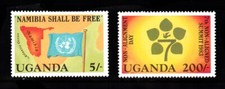 UGANDA SC# 369-370 FREE NAMIBIA - NON-ALIGNMENT DAY - MNH