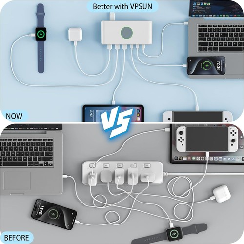 USB Ladestation 6 Port, Multiport Ladeblock, 65W USB-C Ladeleistung - Bild 6 von 7