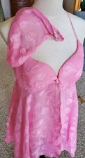Vintage Pink w/hearts 1990s Victoria Secret babydoll lingerie with panties