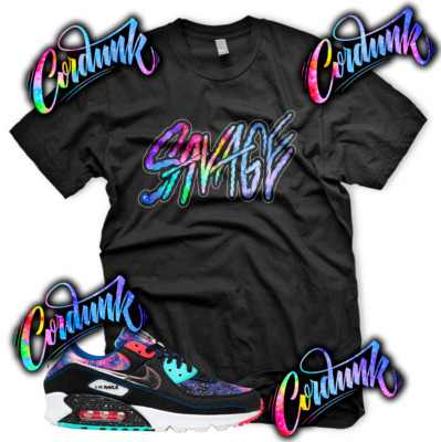 New Black SAVAGE Sneaker T Shirt for Air Max 90 Super Nova Galaxy Print 