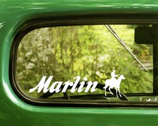 2 MARLIN GUNS FIREARMS DECALs Sticker For Car Window Bumper Bogo Truck Rv