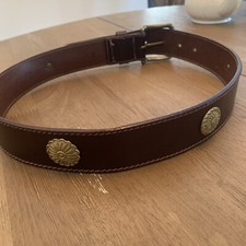 Women's Brown Leather Casual Medallion Belt SZ 36 Med BANANA REPUBLIC