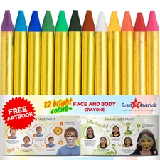 Dress Up America 12 Color Face Paint Safe & Non-Toxic Face and Body Crayons