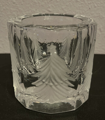 Studio Nova Winter's Eve Glass Votive Candle Holder Christmas Pine Trees