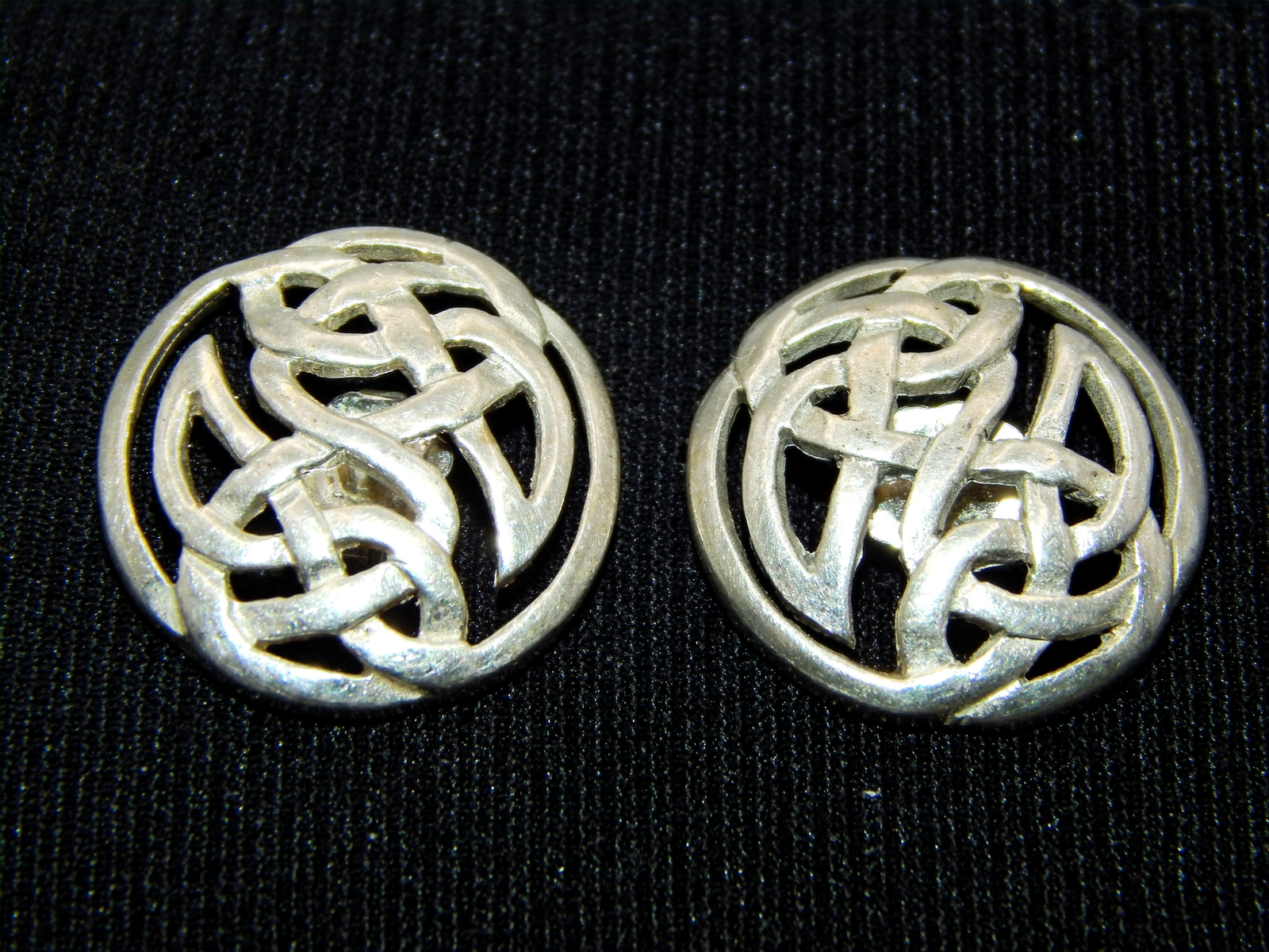 .925 Sterling Silver Celtic Button Post Earrings - image 1