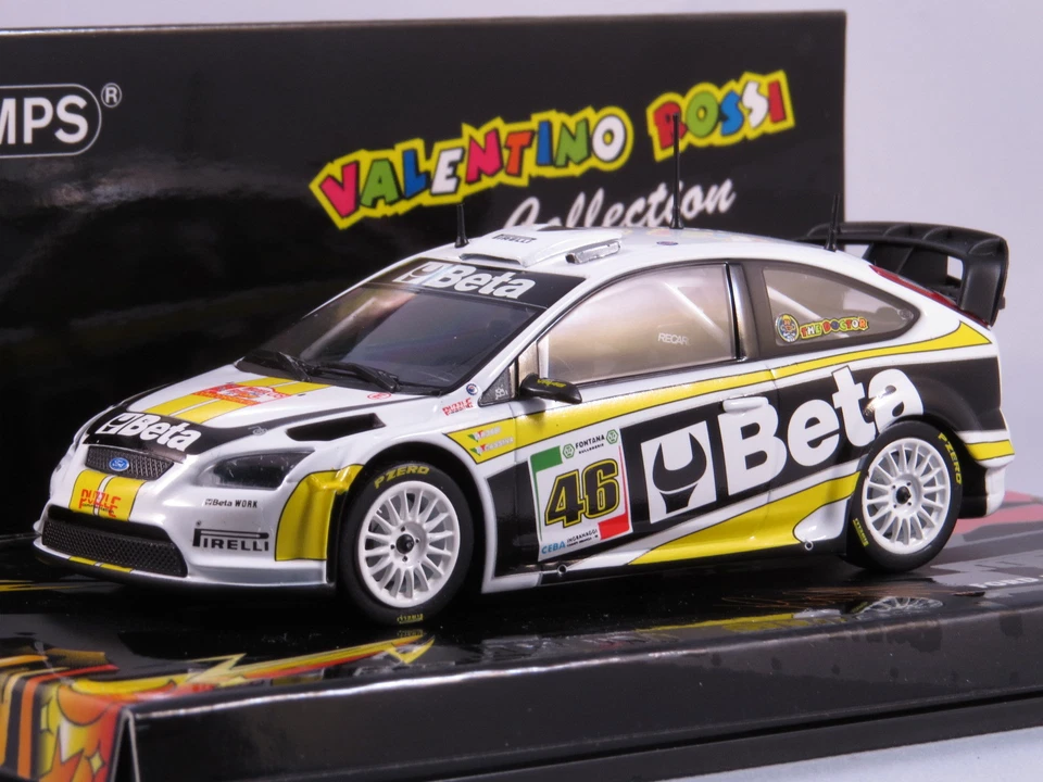 MINICHAMPS 1/43 VALENTINO ROSSI MODELLINO AUTO RALLY FORD FOCUS WRC BETA DIECAST - Immagine 2 di 3