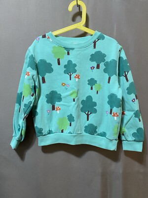H&M X Eva Chen Girls Long Sleeve Cotton Brushed Sweatshirt Size 6X/7 Green Trees