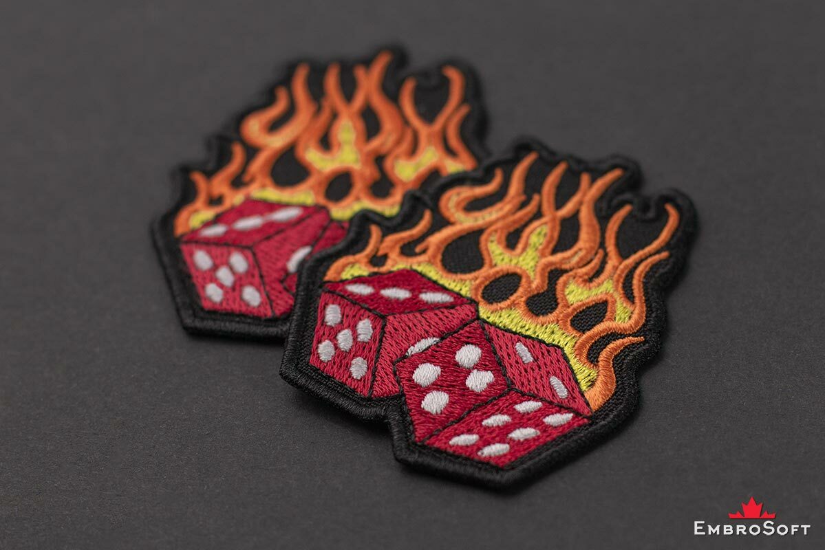 Dice on Fire Flames Flaming Gambling Symbol Embroidered Patch Iron On 2.2"x2.7" eBay