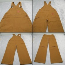 Dickies Overalls Mens 36x30.5 Brown Double Knee Canvas Carpenter Workwear Bibs
