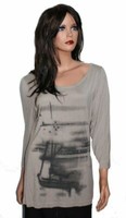 Y) 3/4 L-SHIRT Langarmshirt Longshirt Beige Sand Motiv Schiff Select Gr. 38 Neu