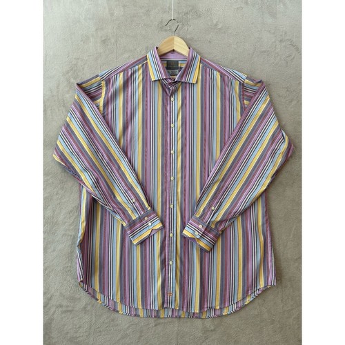 Thomas Dean Men’s XXL Long Staple 2PLY Yarn Cotton Rainbow Striped