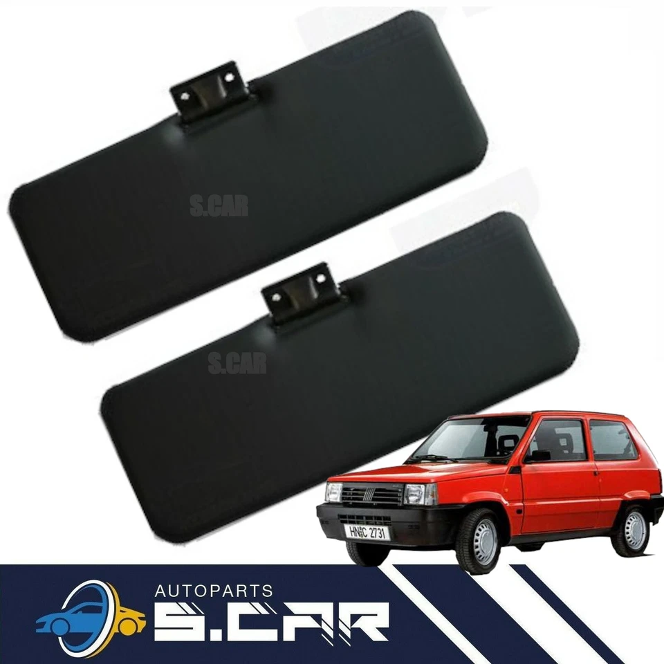Coppia Pantine Parasole per Fiat Panda 141 Alette Destra Sinistra Dx Sx Nere - Immagine 2 di 2