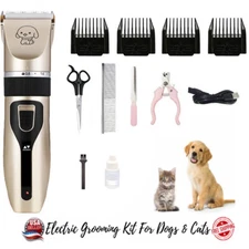 Dog Cat Pet Grooming Kit Rechargeable Cordless Electric Hair Clipper Trimmer Set
