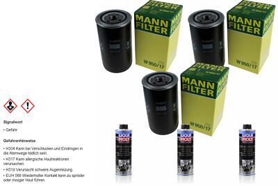 3xMANN-FILTER ÖLFILTER-W 950/17 +3xLIQUI MOLY Pro-Line Motorspülung