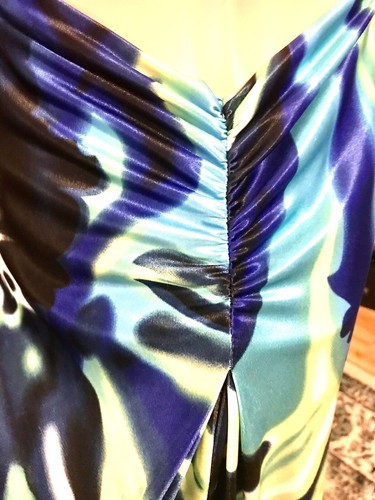 Halter Watercolor Prom Formal Dress Size XS Aqua Blue Satin Rhinestone Fairy - Picture 10 of 11