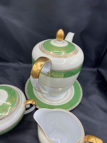 Vintage ALBION JAPAN GREEN BAND Coffee Pot Creamer Sugar - Picture 6 of 10