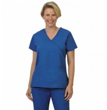 2 Fashion Seal Healthcare Mock Crossover Tunic Scrub Top Blueberry/Royal Blue L