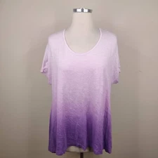 Margaritaville XS Womens Shirt Hi Low Purple Tie Dye Ombre Split Back Tee