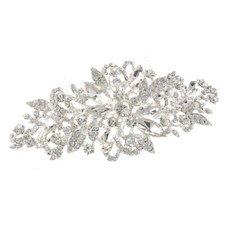 Silver Tone Metal Hair Comb With Rhinestone H3943-SCRY