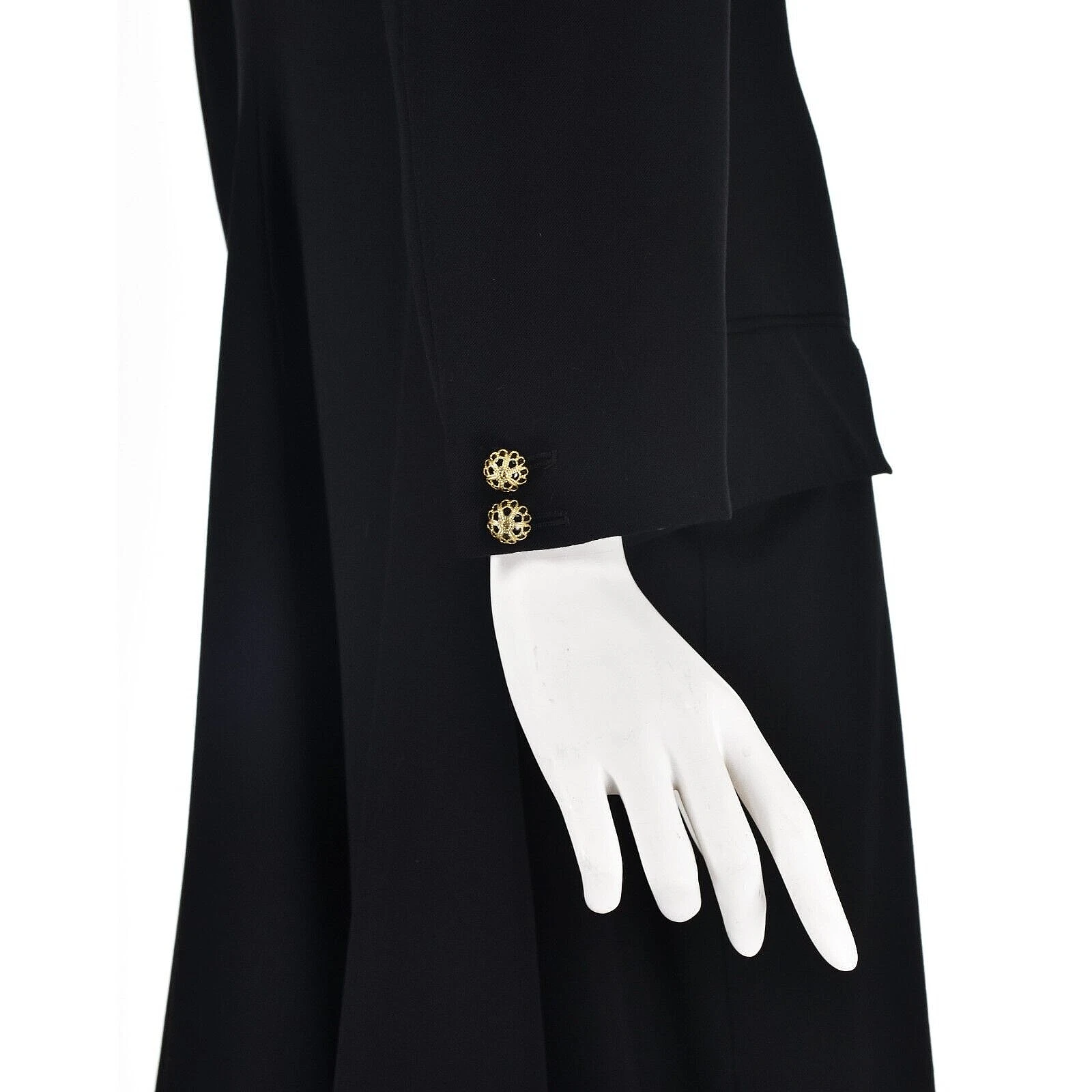 GIANNI VERSACE Cappotto Principessa Gabardine Lana Nero Vintage TAGLIA 8