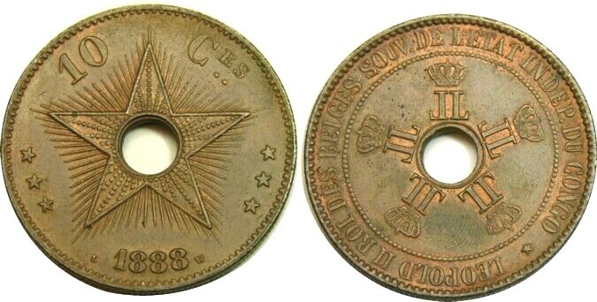 elf Congo Free State 10 Centimes 1888 Star