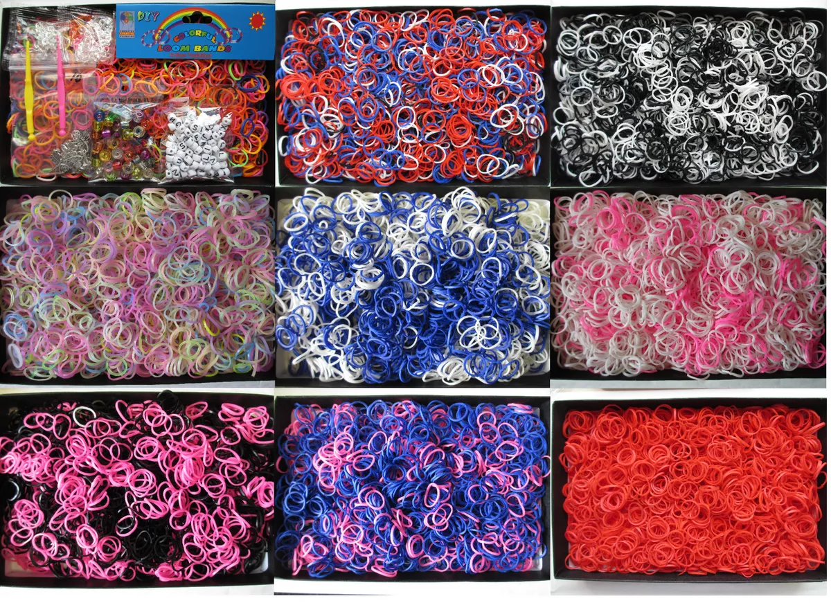 4000 Loom Bands Bracelet Kit, Hooks, S-Clips Fast UK Postage.