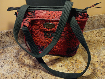 Donna Sharp Quilted Handbag 2-Handle Red-Black Geo 11 1/2''long 4''wide 9'' tall