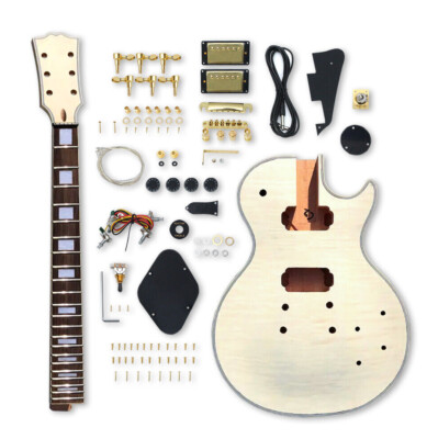 Guitar Kit 22 Fret 24.75 Inch Neck Quilted Maple Top Mahogany Body with Binding