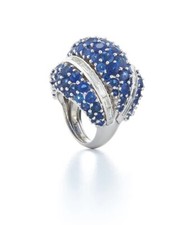 Three Dome Style Design 3.52 TCW Simulated Blue White Sapphire Women's Ring