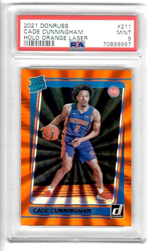2021 Panini Donruss Cade Cunningham #211 Holo Orange Laser RC PSA 9 Rookie