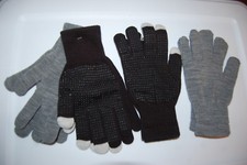 Mens 4 PAIR LOT Stretch Knit EVERYDAY GLOVES Dot Grip Palms BLACK GRAY One Size