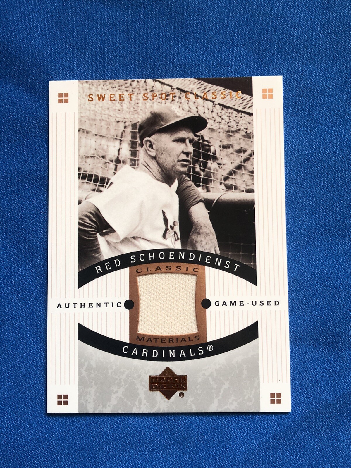 2005 Sweet Spot Classic Materials Red Schoendienst Jersey Card Cardinals