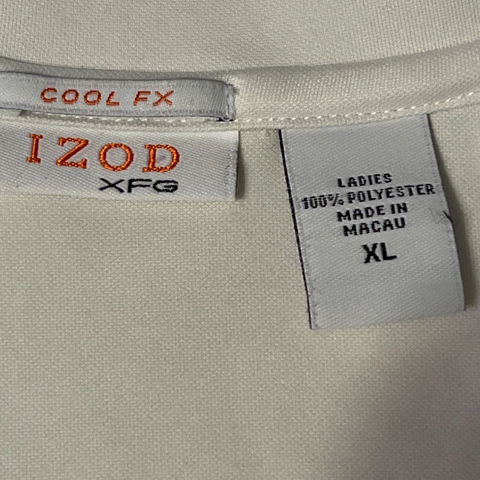 Camisa polo IZOD para mujer XL TopXFG Cool FX amarilla blanca cuello en V golf tenis activo Foto 2 de 3