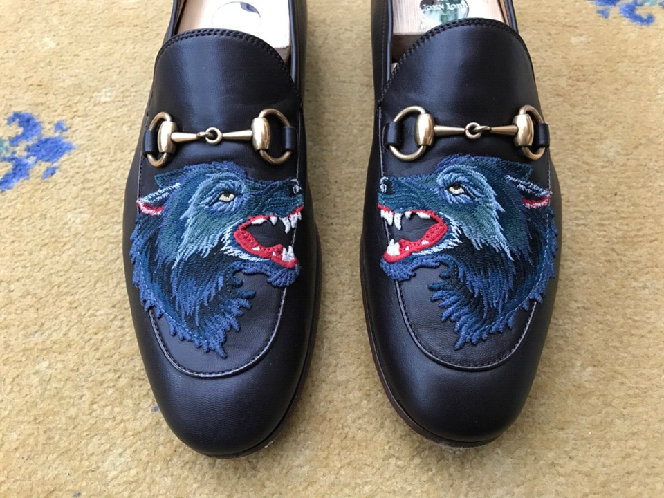 Gucci Shoes Leather Loafers Brown Wolf Brixton Horsebit UK 7 US 8 EU 41