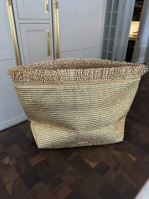 Cult Gaia Gold Raffia Large Clutch/beach Bag 