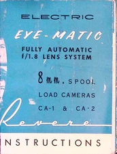 Electric Eye Matic Revere Fully Automatic Lens Sytem Directions Instructions