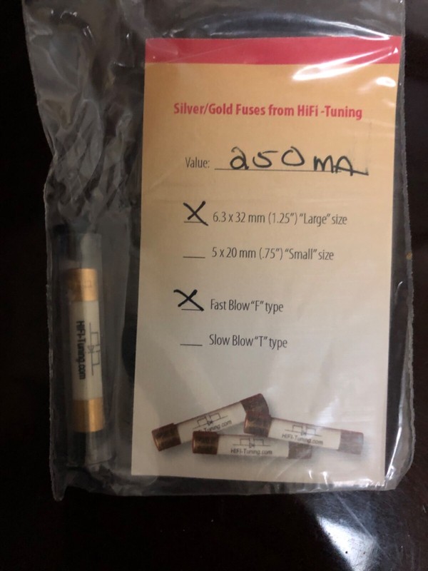 LightAFuse Audio Grade Fuse 250mA 32mm Fast Blow Gold Plated Silver Handmade