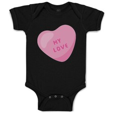 Baby Bodysuit My Love Heart Pink Valentines Day Boy  Girl Striped Baby Clothes
